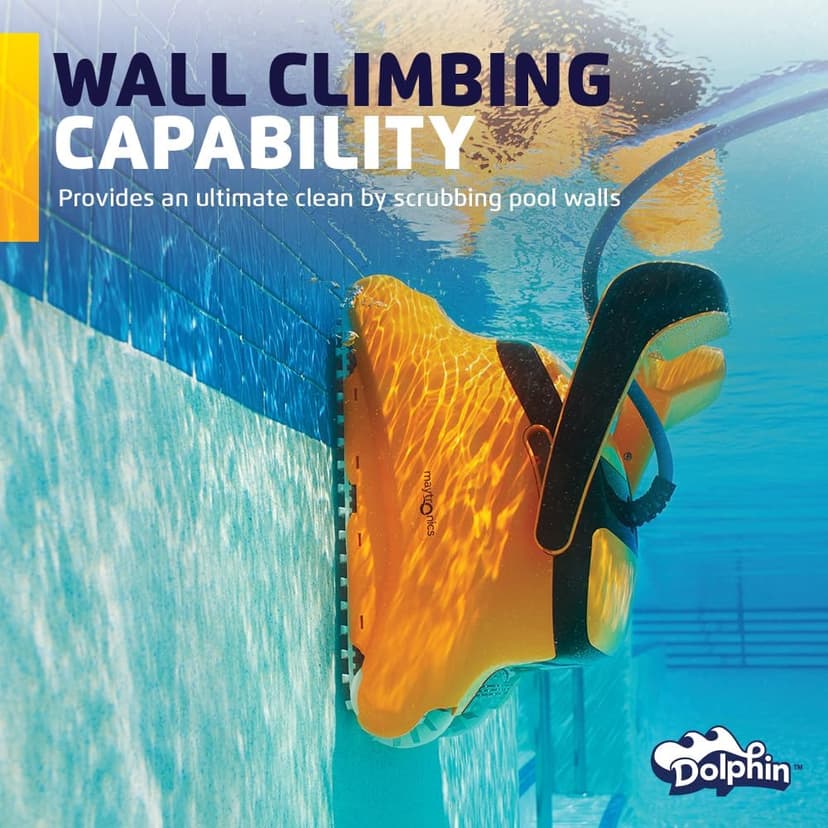 Dolphin Wave 60 Automatic Robotic Pool Vacuum Cleaner Includes Caddy, Wall Climbing Scrubber Brush, Top Load Filters, Ideal for Commercial Pools up to 50 FT in Length