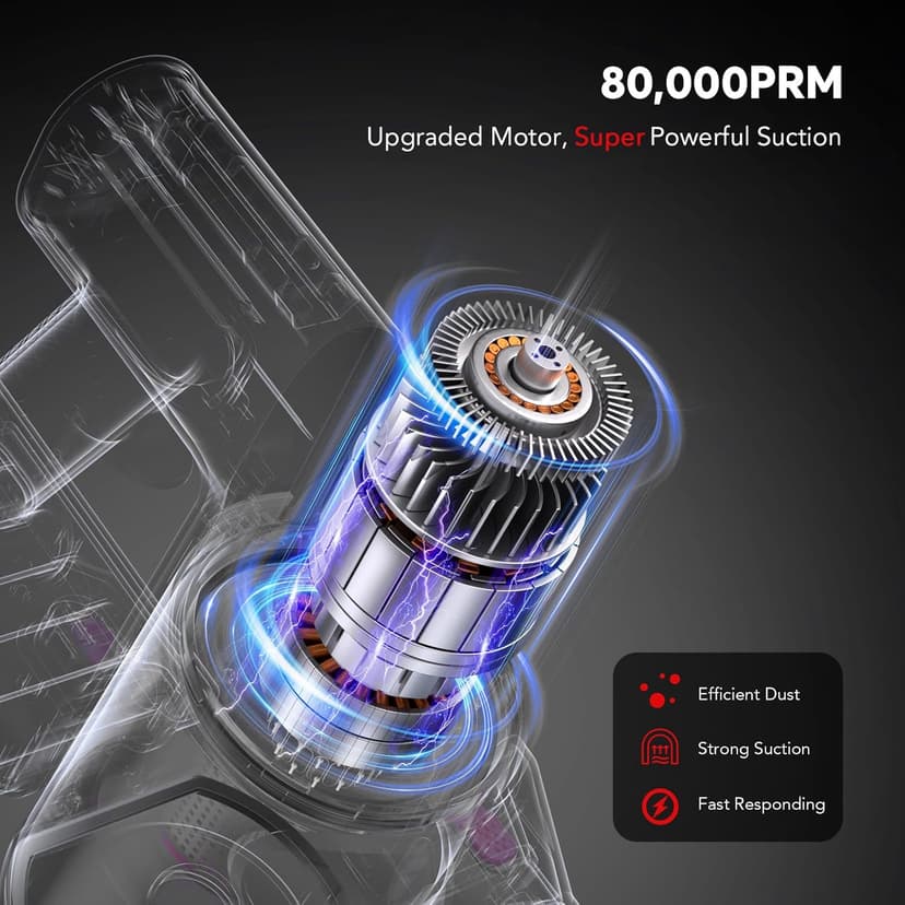 Comvtu Cordless Vacuum Cleaner for Home, 80,000PRM Powerful 4 in 1 Lightweight Stick Vacuum with 2 Adjustable Suctions, Max 40 Mins Runtime, 2600mAh Rechargeable Vacuum Cleaners (Red Hibiscus)