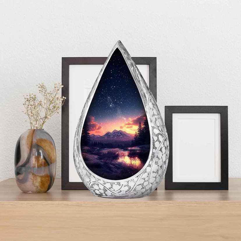 Majestic Night Burial Urn for Adult Female and Male - Small Drop Urns for Human Ashes Adult - Urns for Human Ashes - Memorial Funeral Gift 3 Inch with 3 Cubic Capacity B0FHDYNKTV