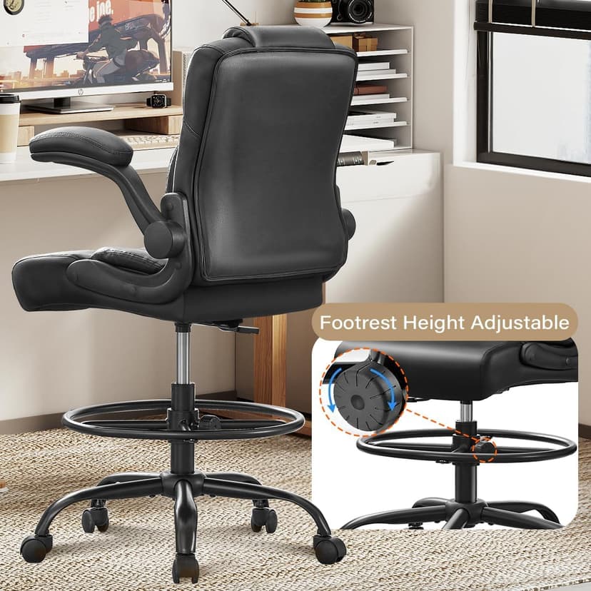 BOSMILLER Drafting Chair,Tall Office Chair for Standing Desk with Adjustable Height,Counter Computer Chairs with Footrest for Home,Drawing or Counter Height Use