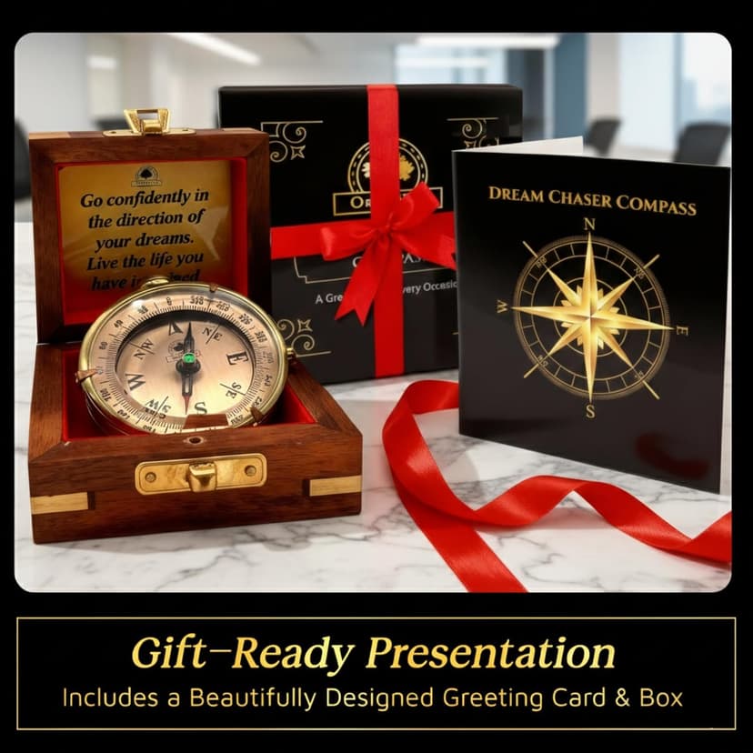 The Dream Chaser Compass - Go Confidently -2026 Unique Graduation Gifts for Him, College, High School, Cool Birthday Gift Idea for Son, Boys, Motivational Greeting Card Included B0BXJFBHX5