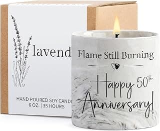 50th Anniversary Candle - 50th Wedding Anniversary Present for Couple & Parents, 50 Year Aniversario Gifts for Men, Women, Wife,Husband - 6 Oz Lavender Candle B0F896Y4LP