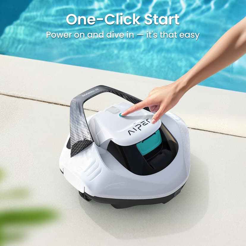 AIPER Cordless Robotic Pool Cleaner, Pool Vacuum Lasts 90 Mins, LED Indicator, Self-Parking, Ideal for Above-Ground Flat Pool up to 860 sq.ft