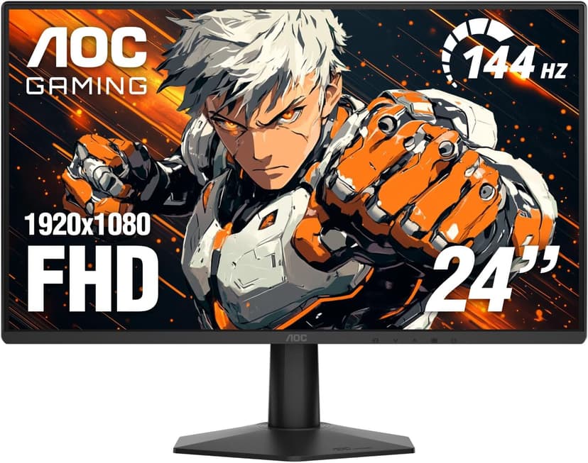 AOC 24G51F 24 inch Gaming Monitor 1920x1080 144Hz, IPS Panel, Console Gaming Ready, Full HD, 3-Sided Frameless, 1x HDMI 2.0, 1x Display Port, 3-Year Zero-Bright-Dot