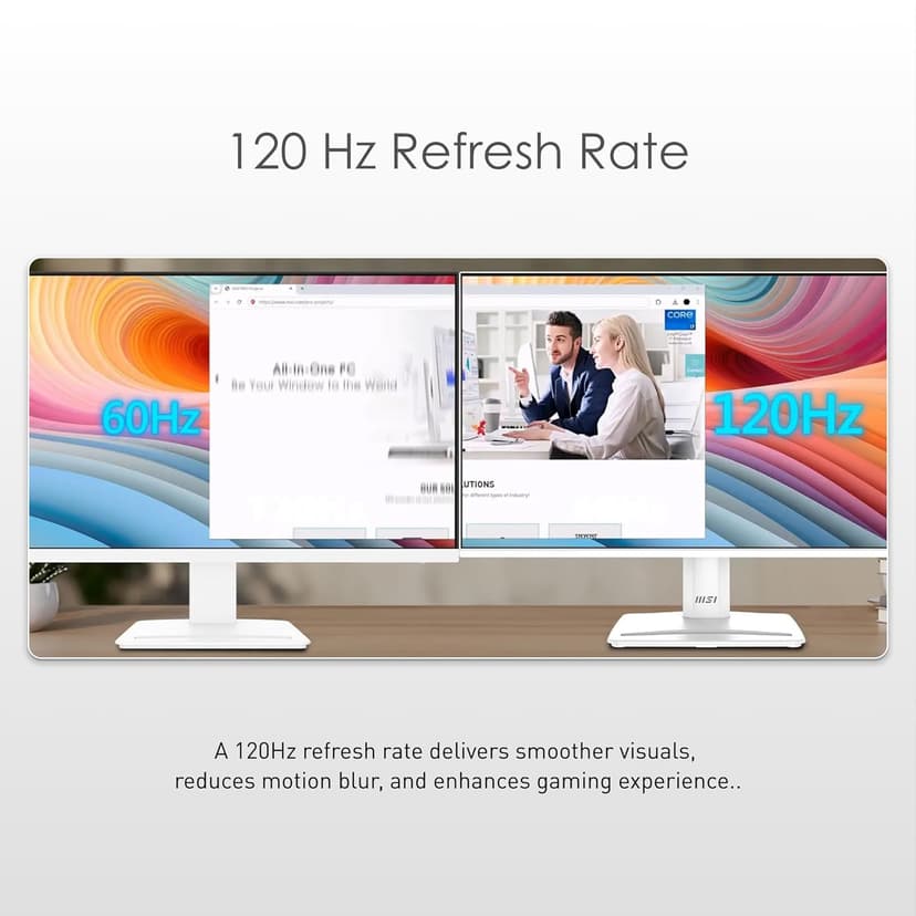 msi PRO MP251W E2 24.5-inch IPS 1920 x 1080 (FHD) Gaming Office Monitor, 120Hz, Adaptive-Synch, HDR Ready, HDMI, VGA Port, Display Port,VESA Mountable, Tilt, Speaker, 4-Side Slim Bezel,1ms, White