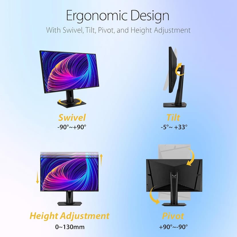 ASUS TUF 27" IPS Gaming Monitor, 2K (2560 x 1440), LED Display, 165Hz, 1ms, G-SYNC, HDR 10, 100% sRGB, Anti-Glare M, VESA Mountable, Ajustable Stand, DisplayPort x1, HDMI x2