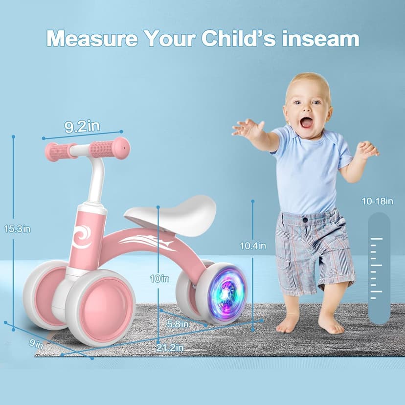 Gamfeiny Colorful Lighting Baby Balance Bike Toys for 1 Year Old Boy Girl Gifts, 10-36 Month Toddler Balance Bike, No Pedal 4 Silence Wheels & Soft Seat First Riding on Toys, 1st Birthday Gifts B0BLMF98S8