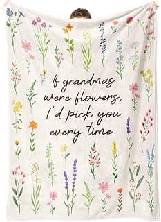 Best Gifts for Grandma from Grandkids, Grandmother Gift on Grandparents Day, Christmas, Soft Throw Blankets 50'' x 60'' Grandma Gifts, Floral Blanket for Grandma Birthday Gift B0GBT218BS