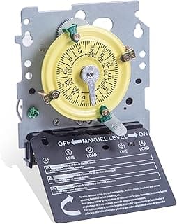 T104M Mechanical Time Switch (Mechanism Only), 208-277V AC 40A DPST, 24-Hour Dial with 12 ON/Off Trips, Heavy-Duty Timer Switch for Pool Pumps Water Heater Lighting and HVAC, with 4 Timer Trippers