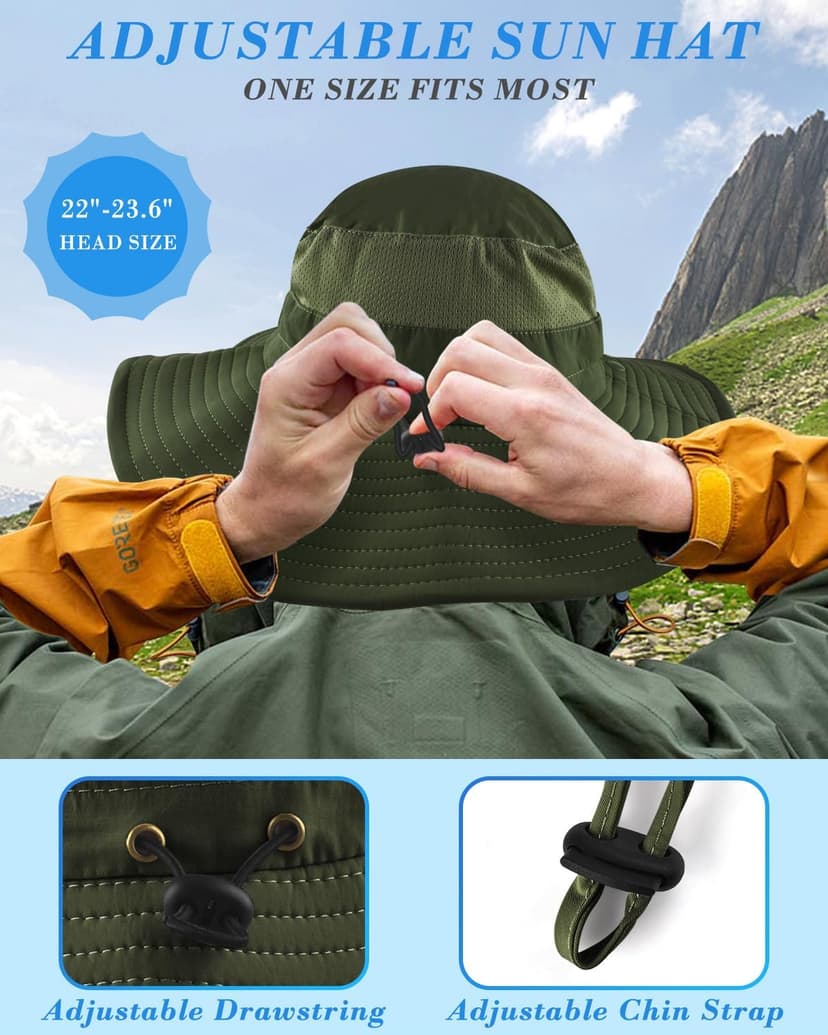 BROTOU Sun Cap Fishing Hats, UPF 50+ Wide Brim Outdoor Protection Hat, Sun Hat with Face & Neck Flap Cover for Men and Women