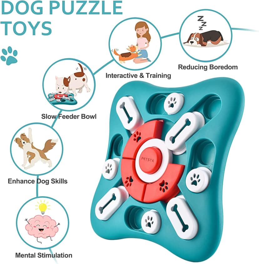 PETSTA Dog Puzzle Toys, Treat Dispensing Dog Enrichment Toys for IQ Training and Brain Stimulation, Interactive Mentally Stimulating Toys as Gifts for Puppies, Cats, Dogs B09XXPCB4T