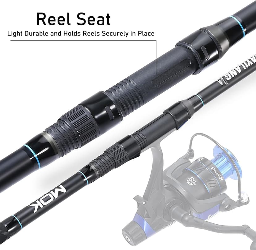 Sougayilang Spinning Fishing Rod, 3-Piece, Carbon Catfish Rod with EVA Comfortable Handle for Catfish and Carp Fishing, Medium/Heavy Power, 9'0"/10'0"/11'0"