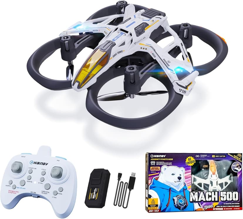 HISINGY MACH 500 Tiny Drones for Kids, Mini Micro Nano Indoor RC Quadcopter for Age 8-12 10-15 12-14,Kids Drone with LED Light,Optical Flow Positioning,3 Speeds,Toys Gifts for Teen Boys Girls