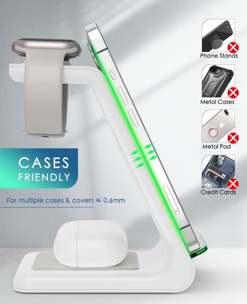 3 in 1 Wireless Charging Station, 2026 Upgraded Fast Desk Charger Station for iPhone 17 16 15 14 13 12 Pro Max Plus, Charger Stand for Apple Watch 11 10 9 8 7 6 5 4 3 2 Ultra SE, Airpods 4 3 2 Pro