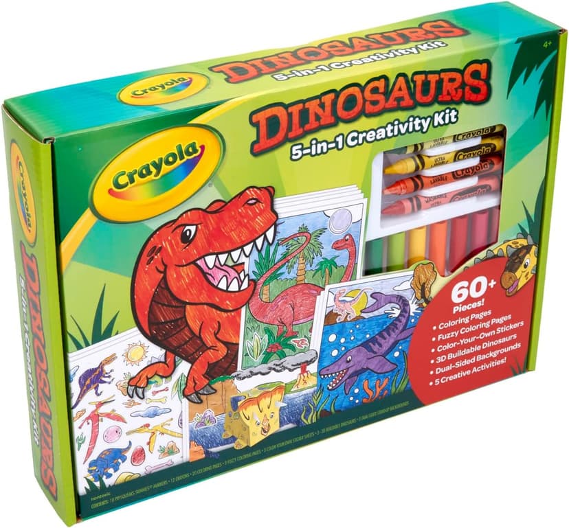 Crayola Dinosaur 5-in-1 Art Kit for Kids, Dinosaur Toys, Kids Art Set, Dinosaur Gift for Boys & Girls, Ages 4+
