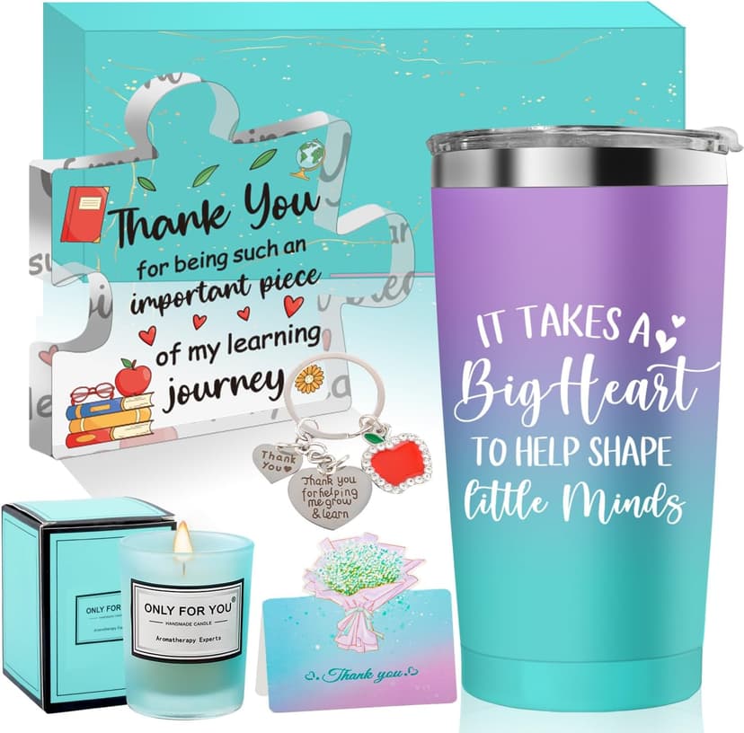 Teacher Gifts for Women, Christmas Teacher Appreciation Gifts from Student, Best Teachers Tumbler, Acrylic Plaque, Back to School Birthday Retirement Thank You End of Year Gift for Teachers