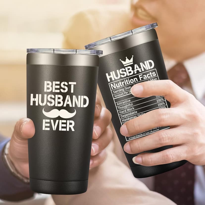 Husband Christmas Gift Ideas - Anniversary, Valentines Day, Fathers Day, Birthday Gifts for Husband, Hubby from Wife Grifarny Gifts for Husband from Wife - Best Husband Ever Gift Tumbler 20 oz B0DBV286MY