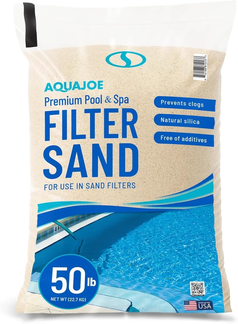 Aqua Joe Premium Pool & Spa Filter Sand, Natural Silica, 50 Lb Bag - Above Ground & Inground Swimming Pool System Accessory - Care, Cleaning & Maintenance, FLTSAND50