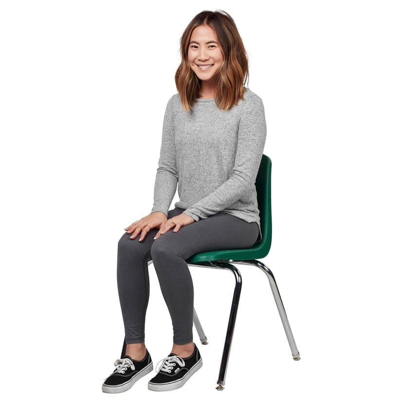 FDP 18" School Stack Chair, Stacking Student Seat with Chromed Steel Legs and Nylon Swivel Glides For In-Home Learning, Classroom or Office - Green (4-Pack), 10384-GN