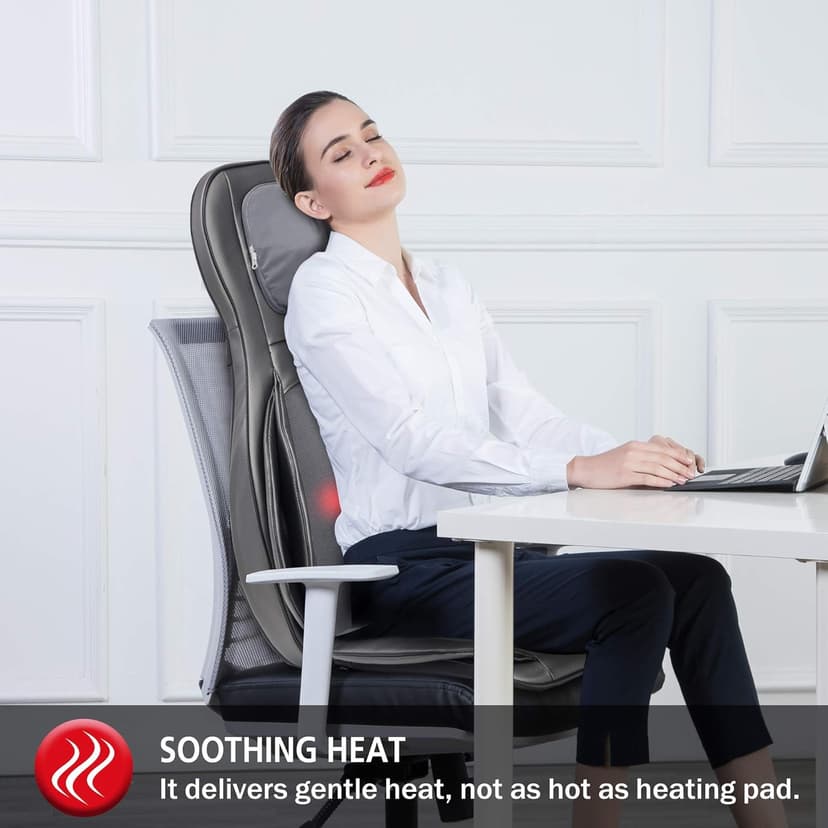 COMFIER Massager Chair with Heat, Shiatsu Neck Back Massager Portable with Compression & Rolling,Massage Chair Pad for Neck & Back for Muscle Tension Relief, Father Day Gift