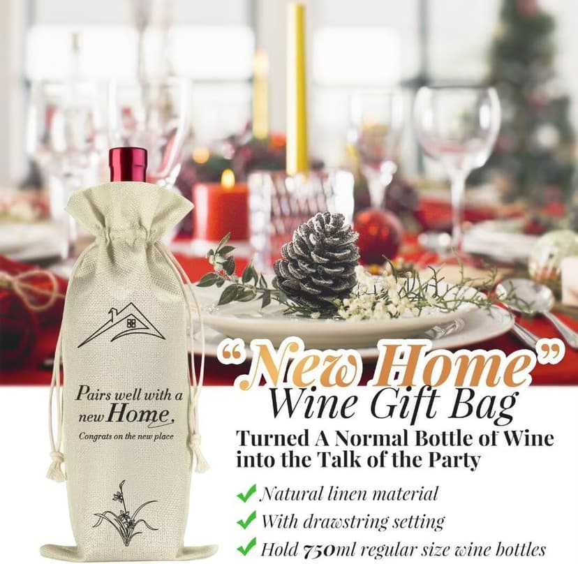 Synhonty New Home Gift Ideas Basket, 11 Pcs: Bamboo Serving Board, Wooden Decoration, Soy Candle, Towels & More - White