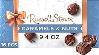 Russell Stover Caramel and Nuts in Milk and Dark Chocolate, Mother's Day Chocolate Gift Box, 9.4 Ounce