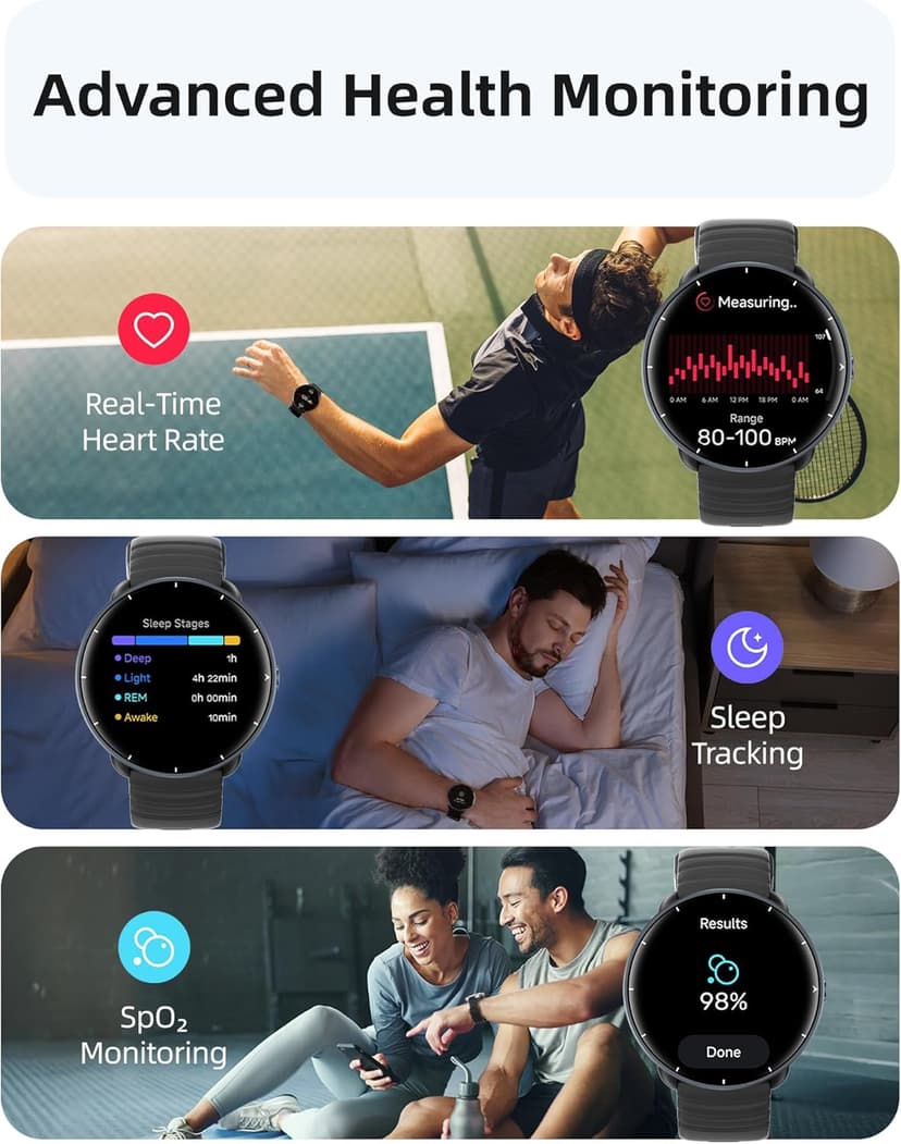 Parsonver Parsonver Swimming Smart Watch, 5ATM Waterproof for Pool & Open Water, Built-in GPS & Compass, AMOLED Screen Fitness Tracker with 100+ Sports Modes, Heart Rate & Sleep Monitor, AI Swim Analysis, Black