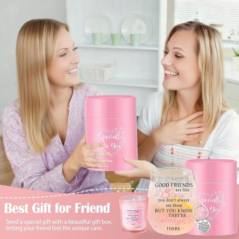 Yalucky Friendship Gifts for Women Wine Glasses Drinking Personalised Birthday Gifts for Friend Men Special Friends Gift Leaving Gift for Her Colleague Best Friend B0C69J45XJ
