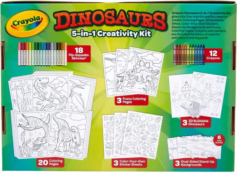 Crayola Dinosaur 5-in-1 Art Kit for Kids, Dinosaur Toys, Kids Art Set, Dinosaur Gift for Boys & Girls, Ages 4+