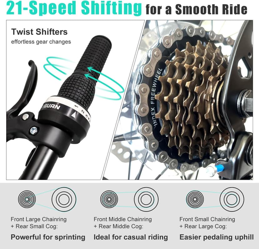 24/26 Inch Mountain Bike for Women & Girls, Twist Shifter, Dual Disc Brakes, Lockout Fork, 2.35" All Terrain Tires, Low Step Steel Frame, 85% Pre-Assembled