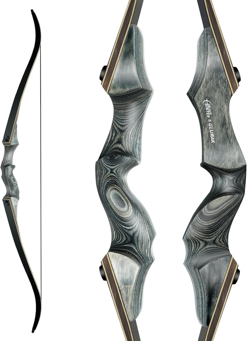 Black Hunter Takedown Recurve Bow, 60" Right Handed & Left Handed Archery Recurve Bows with Ergonomic Design for Adults Beginners to Advanced Outdoor Practice & Hunting (25-60 lbs)