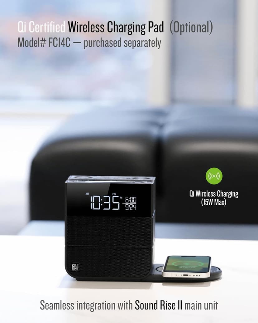 Soundfreaq Sound Rise II, SFQ-16: Bedside Alarm Clock Radio & Bluetooth Speaker, with Large Display Screen, FM Radio, Fast USB Charging, and Nature Sound