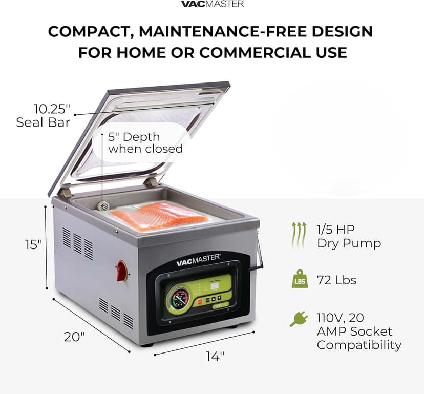 VacMaster VP210 Maintenance-Free Chamber Vacuum Sealer with 10.25” seal bar