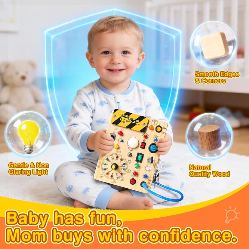 Grarain Busy Board for Toddlers - Montessori Educational Toy for 1-3 Year Old Boys & Girls | Travel-Friendly Sensory Learning Activity | Ideal for Kids with Autism(Busy Board v2) B0D2ZD6J2W