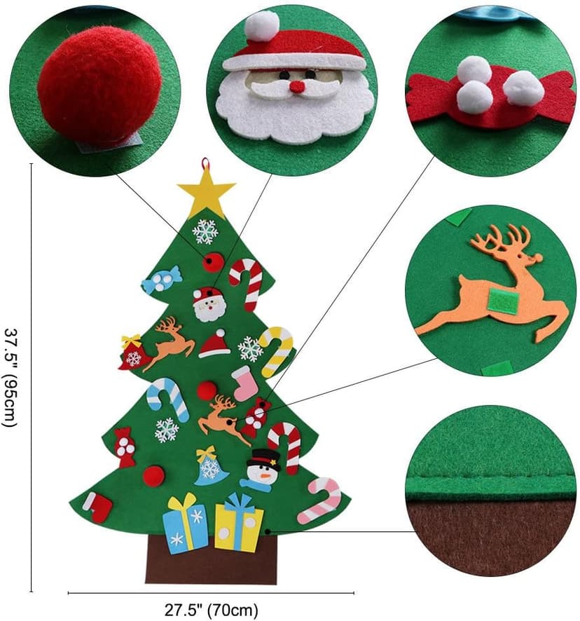 3FT Felt Christmas Tree for Kids Wall with 26 Christmas Ornaments Set, Christmas Crafts for New Year, Xmas Gifts, Indoor Aytai DIY Felt Christmas Tree for Toddlers, Hanging Christmas Decorations B075MY3NFW