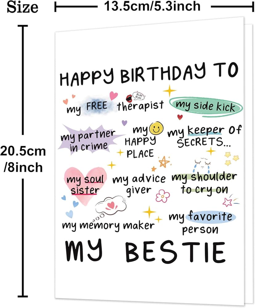 Funny Birthday Card for Women Sister, Happy Bday Gifts for Bestie, Bestie & Friendship Birthday Card