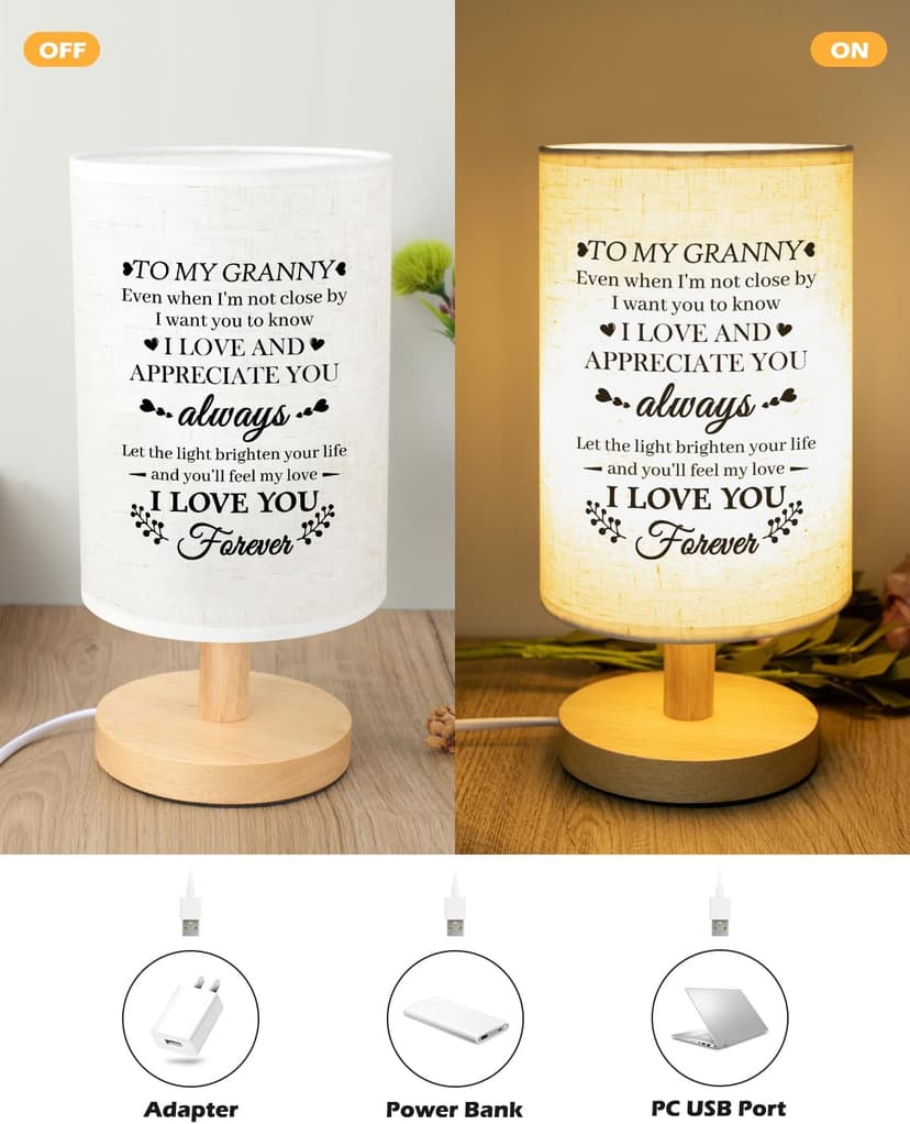 Birthday Retirement Gifta for Granny from Granddaughter, Granny Gifts for Birthday Desk Lamp with Wooden Stand Gifts for Granny from Grandkids, Granny Birthday Gifts Table Lamp B0CZ3FPV4P