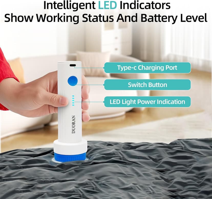 Cordless Electric Vacuum Pump for Vacuum Storage Bags Travel Air Pump, Portable USB Rechargeable Seal & Compression Bag Pump for Clothes, Blankets & Bedding (Storage Bags Not Included)