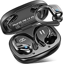 Wireless Earbuds, Sport Bluetooth 5.4 Headphones 2026 New Bluetooth Earbuds with 75Hrs Stereo, 4 ENC Mic, Noise Canceling Over-Ear Buds with Earhooks, IP7 Waterproof Earphones for Workout/Running/Gym
