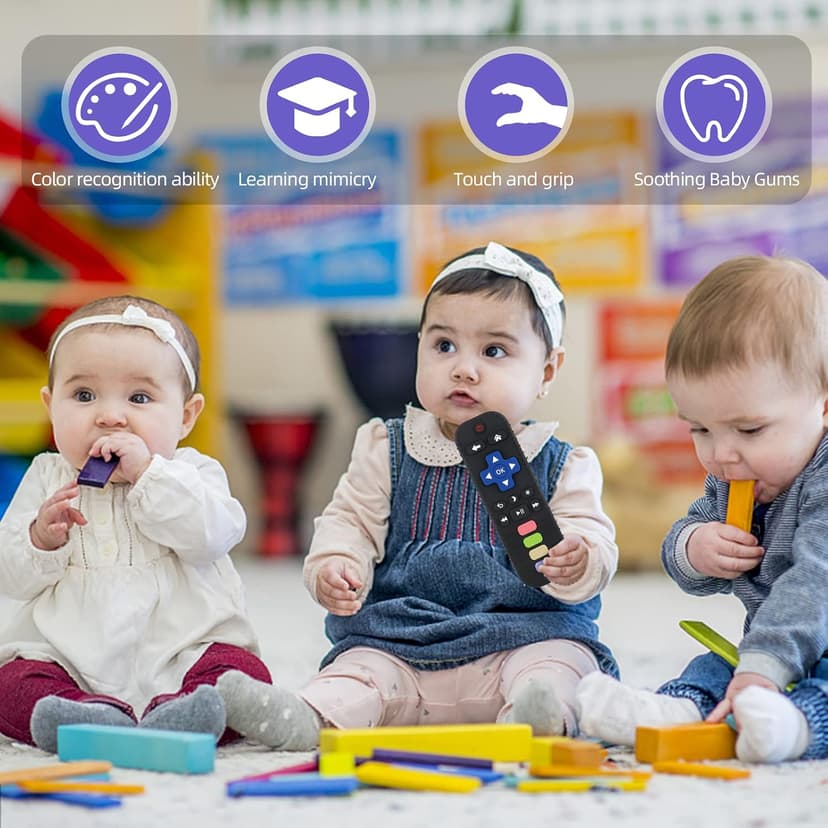TV Remote Control Shape Teething Relief for Infants (Black) Chuya Baby Teether Toy Chew Toys for Babies 3-24 Months B0BYNDL3SW