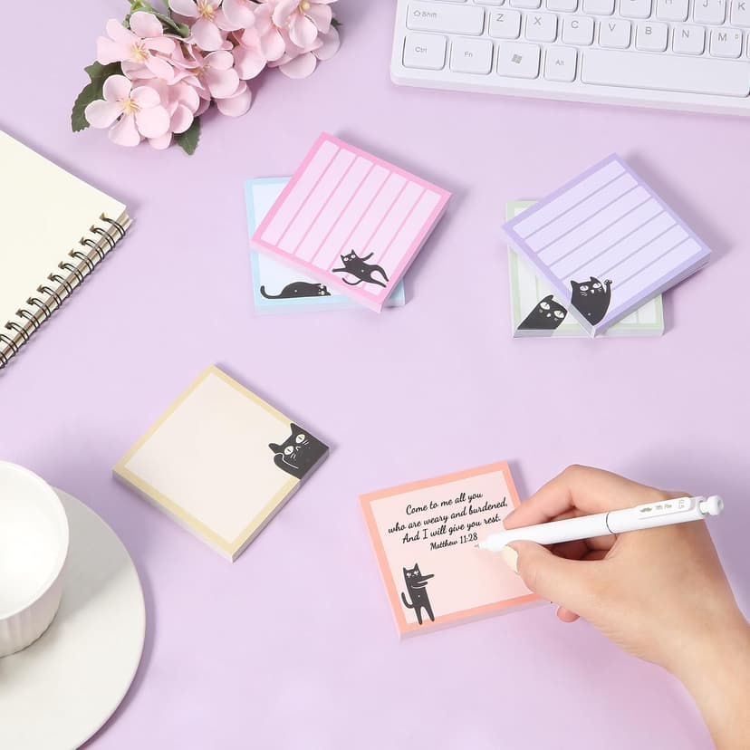 Mr. Pen- Black Cat Sticky Notes Set, 3" x 3", 6 Pads, 480 Sheets | Black Cat Sticky Notes, Memo Pads, Self-Stick Note Pad for Office, School, Home, Study & Organization B0D1PFBKGF