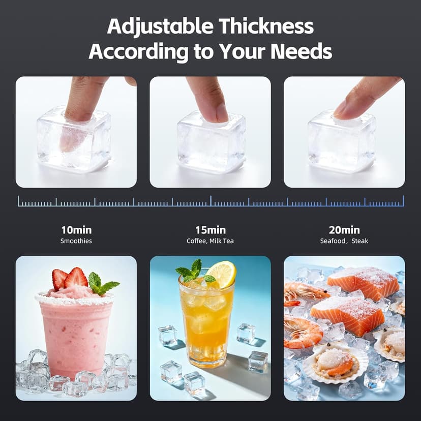 Commercial Ice Maker, 110lbs/24H, 33lbs Large Storage Under Counter Ice Maker for Business, 50 Cubes in 7-14Mins Stainless Steel Ice Machines, Self Cleaning Ice Makers for Cafe Bar Restaurant Home