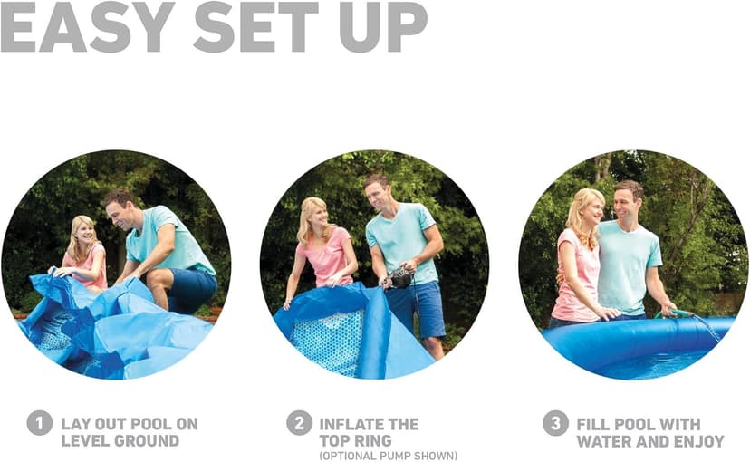 Intex 28131EH Easy Set Inflatable Swimming Pool Set: 12ft x 30in – Includes 530 GPH Cartridge Filter Pump – Puncture-Resistant Material – 1485 Gallon Capacity – 23in Water Depth