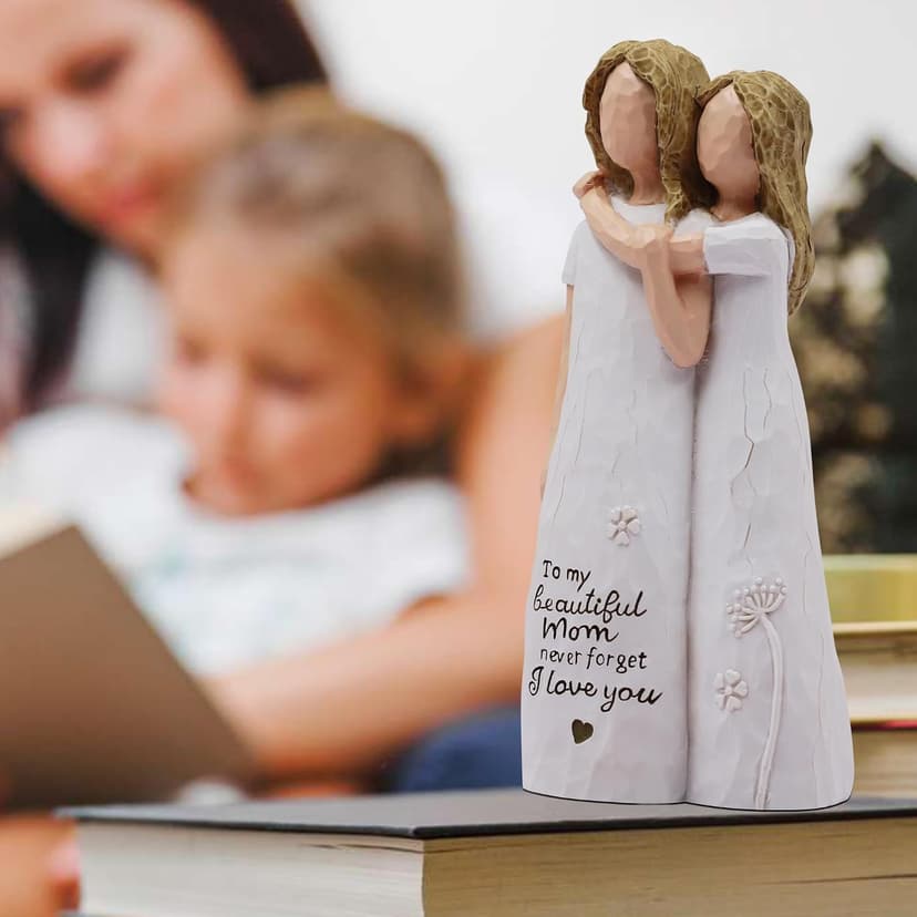 Birthday Gifts for Mom,Mother of The Bride Gift,Christmas Mothers Day,Mother Daughter Statue Mom Birthday Gifts from Daughter,Gifts for Mom Hand-Painted Figurines B0D9QCPWTW