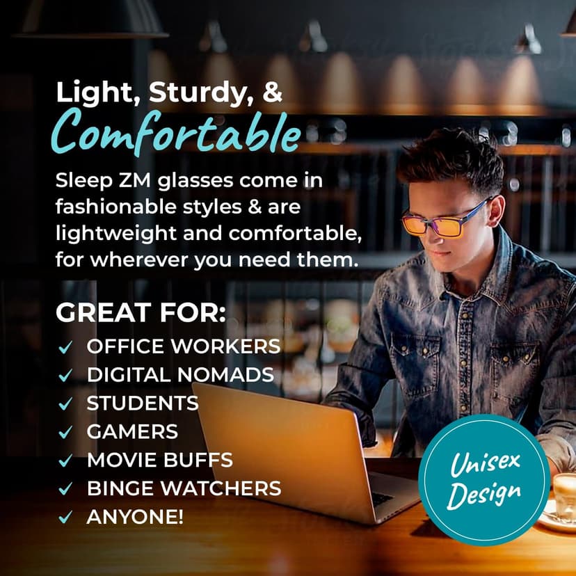 Blue Light Blocking Glasses for Women + Men - Better Sleep + Anti Eye Strain Protection - Computer Screens & Gaming - Metal Clip On - 99% Night-time Amber Lens