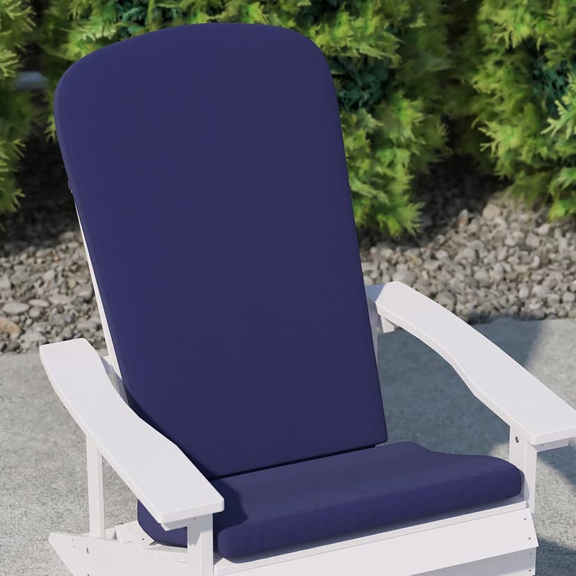 Flash Furniture Charlestown Set of 2 Adirondack Chair Cushions - Blue Fabric Cushions - 2" Thick Padding - Indoor/Outdoor - Patio Chair Replacement Cushions