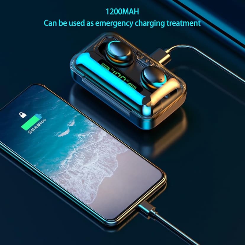 BSWLMDD Wireless Earbuds, Bluetooth 5.3 Headphones, Touch Control Noise Cancellation, HiFi Stereo with LED Display Charging Case, Suitable for Fitness/Running/Work