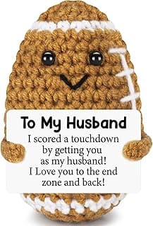 Birthday Gifts for Husband from Wife, Christmas Handmade Inspirational Crochet Football Gift for Him, Cool Wedding Anniversary Present for Husband, Cute Emotional Home Decor for Couple, Hubby, Spouse