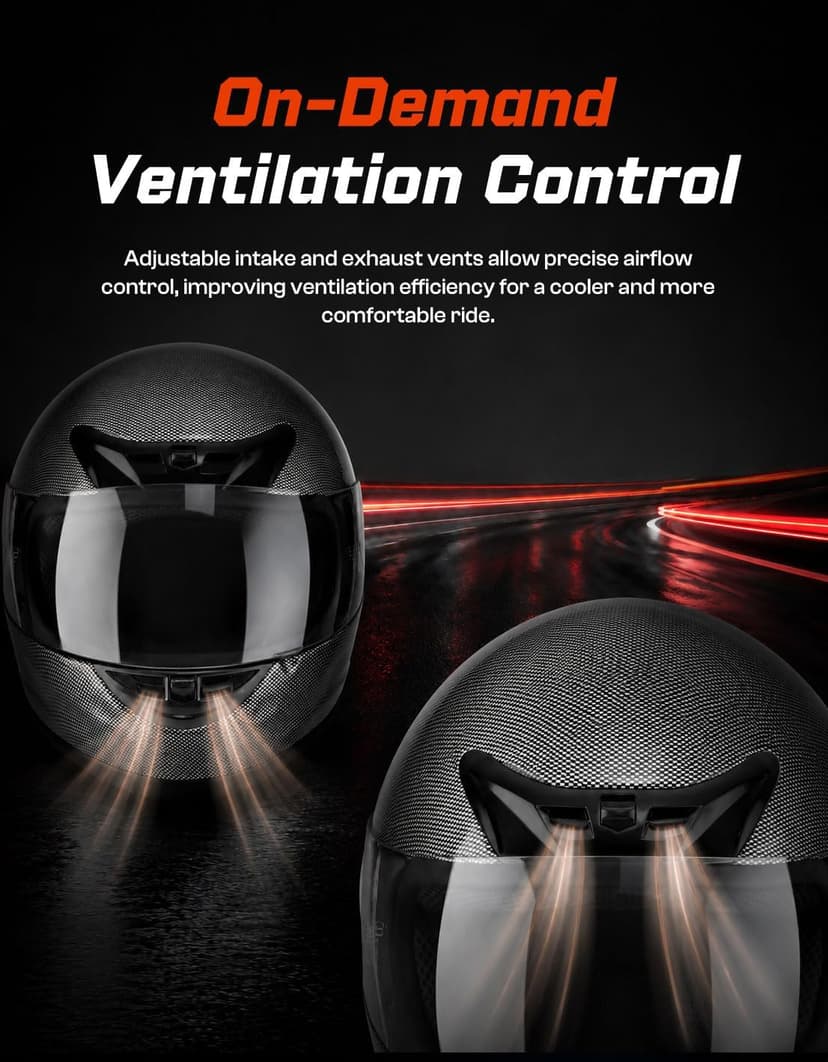 TCMT Full Face Motorcycle Helmet for Adults Men Women, Lightweight Polycarbonate Street Bike Dirt Bike Helmet with Anti-Scratch Mirror Shield and Removable Liner, DOT Approved