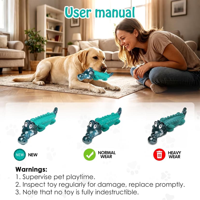 Alligator Dog Chew Toy for Medium & Large Breeds, Keep Them Busy, Reduce Boredom Jeefome Dog Toys for Aggressive Chewers B0BHN7K52L